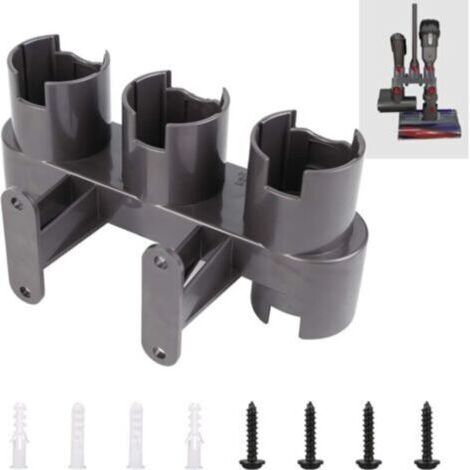 Bunthaus Support Mural Pour Accessoires Dyson V11/v10/v8/v7 - Convertisseur D’adaptateur Inclus - Compatible Avec Les Aspirateurs Dyson (gris, Pack Complet)