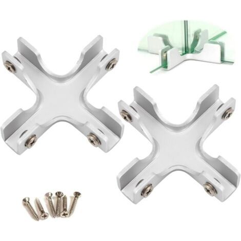 Bunthaus Lntyq Lot De 2 Supports De Verre En Forme De Croix En Alliage D'Aluminium Pour Verre De 8 À 10 Mm D'Épaisseur Livré Avec Vis