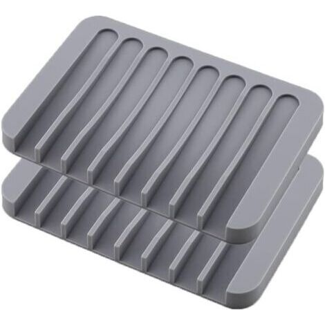 Bunthaus Lot De 2 Porte-savon En Silicone Antidérapant Pour Salle De Bain, Douche, Cuisine, Savon, Éponge (gris)