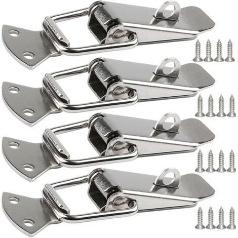 Bunthaus Lot De 4 Fermoirs De Tension En Inox – Fermeture À Levier Pour Boîte À Outils, Serrure À Ressort Avec Trou Pour Cadenas.
