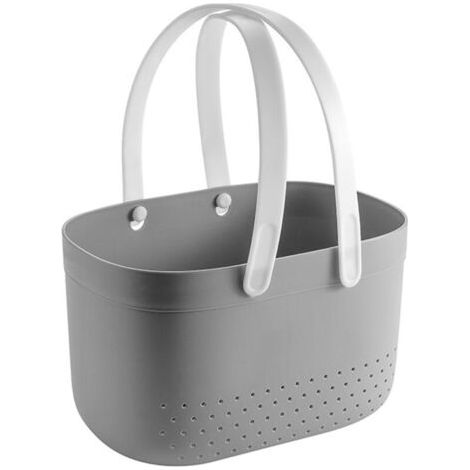 Bunthaus Panier De Douche / Panier De Toilette Portable – Grand Format – Gris – Avec Trous De Ventilation