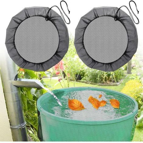 Pair 2 Pcs Filet Pour Citerne De Pluie,ø 60 Cm Housse Pour Tonneau De Pluie Avec Cordon De Serrage,filet De Protection Réglable,protection Contre Les Feuilles, Les Moustiques
