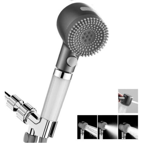 Pommeau Douche Économie D'Eau, Anticalcaire, 4 Modes De Jet, Douchette À Main Haute Pression Gris