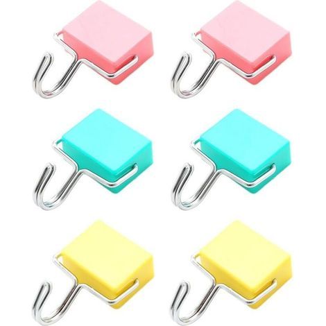 Bunthaus Pack De 6 Crochets Magnétiques, Crochets Carrés Simples Et Créatifs, Crochets Magnétiques Pour Réfrigérateurs De Cuisine, Crochets Magnétiques Sans Poinçonnage
