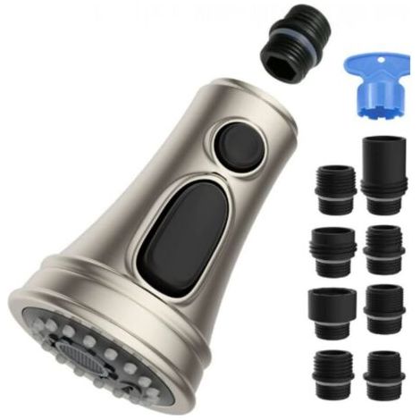 Bunthaus Robinet Cuisine Extractible 3 Jets, Nickel Brossé, Compatible Avec Robinets G1/2, Adaptateurs Inclus