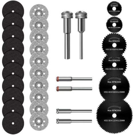 Bunthaus Mini Disque Diamant À Tronçonner, Mini Lame De Scie Circulaire Hss, Mini Disque De Coupe En Résine, Avec 3mm Mandrin Pour Bois, Métal, Plastique, Pierre, Verre - 32 Pcs