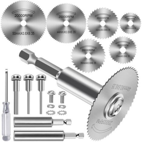 Bunthaus 12 Pièces Disques De Coupe Pour Perceuse, Hss Lames De Perceuse À Disque Avec Tige Hexagonale 1/4", Mini Lames De Scie Circulaire Pour Bois, Plastique Et Métal