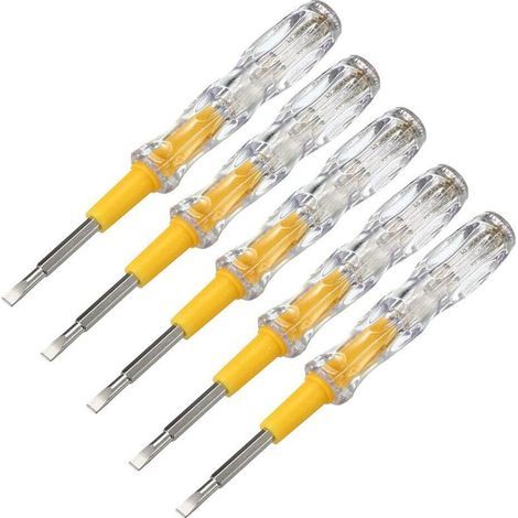 Bunthaus Stylo Tournevis Testeur De Tension, 100-500 V, Détecteur De Circuit, Tube Lumineux, 10pcs, Clear+yellow