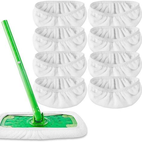 Bunthaus Csparkv Lot De 8 Tampons De Nettoyage Réutilisables En Microfibre Pour Balai À Franges Pour Lingette Swiffer, Tampons De Vadrouille Lavables, Mop Remplacement Des Tampons Pour Nettoyage De So