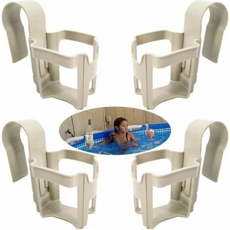 Bunthaus Porte-gobelet De Piscine, Lot De 4 Accessoires Multifonctionnels Avec Support Au Bord De La Piscine, Panier De Rangement, Porte-gobelet Amovible Pour Les Fêtes D'Été, La Plage, Les Baignoires