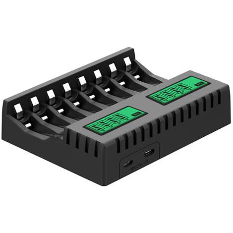 Bunthaus Chargeur De Batterie Écran Lcd Chargeurs Intelligents Intelligents À 8 Emplacements Pour Piles Rechargeables Aa/aaa Nicd Nimh Chargeur Aa Aaa.