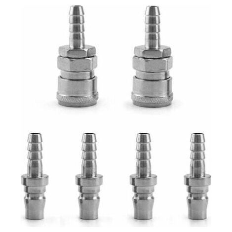 6 Pcs Embout Compresseur Air, 8mm Raccord Pneumatique Rapide Male Femelle (sh20+ph20)