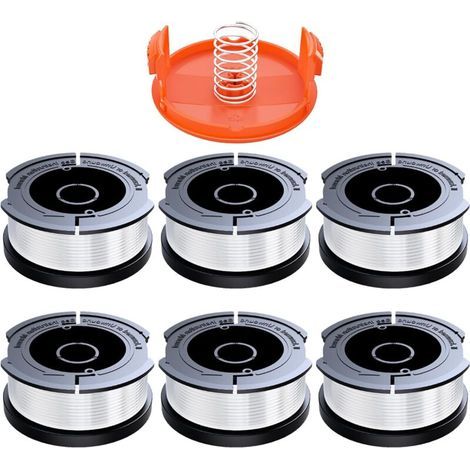 Bunthaus 6 Pièces Bobine Fil Coupe Bordure Compatible Avec Black Et Decker,ø1,65mm Avec 10m Fil Coupe Bordure,contient 6 Bobines De Coupe De Rechange,1 Couvercle De Bobine De Rechange Et 1 Ressort De