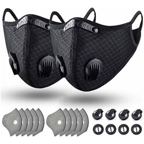 Bunthaus Masque Anti-poussière Lavable Et Réutilisable Avec Filtre Pour La Course À Pied, Le Cyclisme Et Les Activités De Plein Air. Boucles D'Oreilles Noires, Taille Unique 5