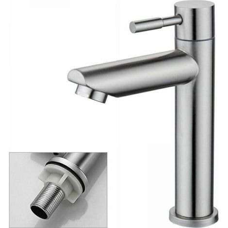 Bunthaus Robinet De Salle De Bains 1 Pièce, Robinet D'Évier D'Eau Froide Uniquement, Robinet De Lavage À La Main En Cuivre Chromé Durable-robinet Lavabo Vasque
