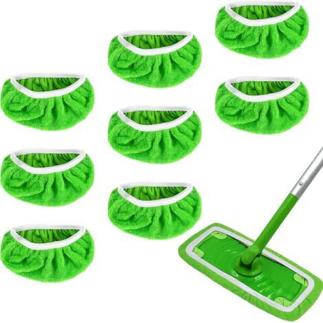 8 Chiffons Réutilisables Microfibre Pour Serpillière Sol, Lingettes Compatibles Swiffer Balai Et Mop, Nettoyage Sec Et Humide, 25,4x11,5 Cm Pour Bois, Carrelage, Vinyle
