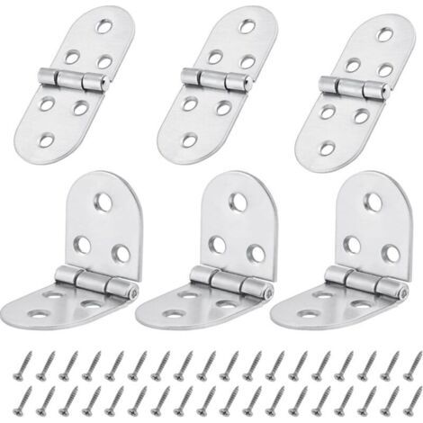 Bunthaus 6pcs 270 Degrés Charnières De Table Pliantes, Plat Porte Cabinet Pliable Charnières, Métal Round Edge Machine À Coudre Table Pliante Meubles Flip Plateau Charnière