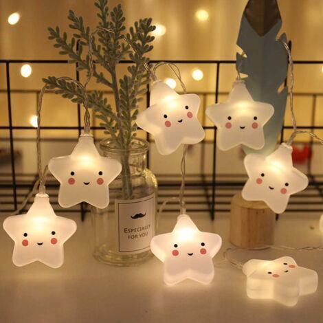 Bunthaus 10 Guirlandes Lumineuses Led, Alimentées Par Piles, Adaptées À La Chambre D'Enfant, Au Couloir, À Halloween, À Noël, À La Salle À Manger (étoiles)