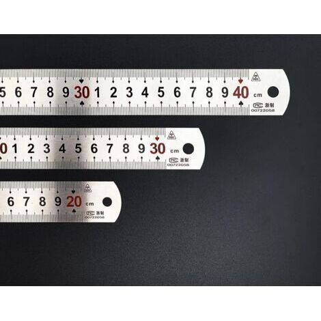 Bunthaus Ahlsen Lot De 3 Acier Inoxydable Règle 40cm, 30cm, 20cm, Règle Inox Avec Métrique Et Impérial Double Face Pour La Menuiserie Et Le Maquettisme, La Peindre Et La Mesure