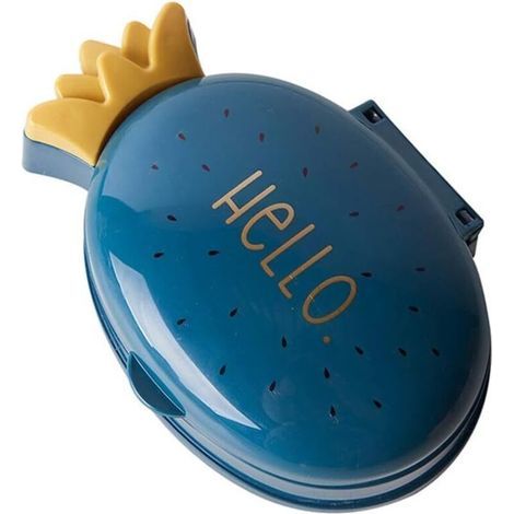 Pair Boîte À Savon D'Ananas De Dessin Animé Portable Étui À Savon Étanche Pour Porte-savon Avec Couvercle Pour Voyage De Salle De Bain De Douche(blue)-fei Yu