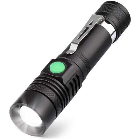 Bunthaus Lampe Torche Led Rechargeable Usb, Coquimbo Lampe De Poche 600 Lumens, Ip65 Étanche, 4 Modes Eclairage, Lampe De Poche Zoomable Pour Ménage, Le Camping, La Randonnée, D'Urgence, Ensoleillé