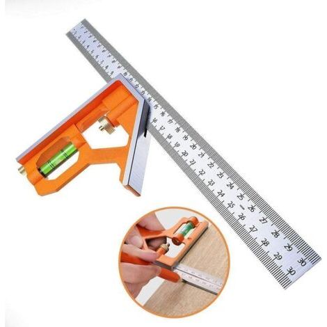 Bunthaus Lntyq Règle D'Angle De Combinaison Angle Combiné En Acier Inoxydable 300 Mm Équerre Dombinée Règle De Positionnement Avec Niveau À Bulle Outil De Menuisier Pour Mesures D'Angle De Charpentier