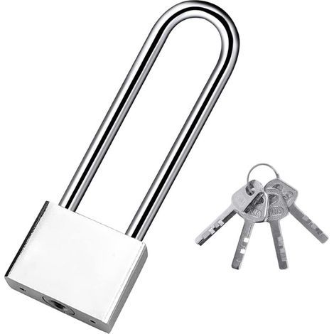 Bunthaus Csparkv Cadenas À Clé Cadenas Robuste À Anse Longue Avec 4 Clés, Cadenas Sécurité Etanche Exterieur Pour Entrepôt, Garage, Jardin, Clôtures-30mm