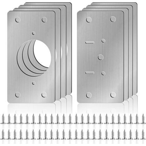 Bunthaus 8 Pcs Plaque De Reparation Charniere Kit De Plaque Charniere Porte Placard Avec Vis Réparation Charniere Porte Placard Pour Bois Étagères Armoires Meubles