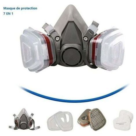 Bunthaus Masque De Protection 7 En 1, Masque De Peinture, Réutilisable, Avec Filtre Anti-poussière, Masque Respiratoire À Gaz Avec Filtre Spray, Peinture, Travaux, Produits Chimiques, Bricolage