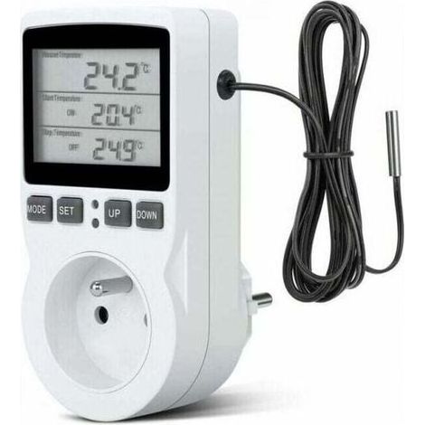 Pair Prise Programmable -prise Thermostat, Prise Minuteur Digital, Prise Programmable Digitale Avec Sonde, Minuterie Numérique Programmable, Prise Thermostat Chauffage Pour Serre, Aquarium