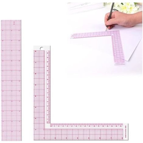 Bunthaus Lntyq Règle Pour Tailleurs,l-forme Carrée Règle D'Angle,règle De Mesure De Couture,règle De Tailleur,règle Carrée En L,convient À La Coupe De Modèles De Vêtements,2pcs