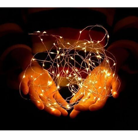 Pair Guirlande Lumineuse - Marque - 10m 100 Micro Led - Blanc Chaud - Intérieur - Bouton On-off