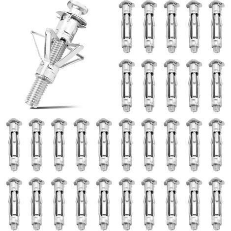 Bunthaus 20 Pièces M6 X 37 Mm Cheville Métalliques À Expansion, Fixation D'Objets Légers, Pour 3-20 Mm Plaques De Plâtre Creuses, Murs Creux