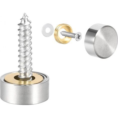 Bunthaus Cache Vis Miroir Décoratif 10 Mm En Acier Inox Brossé, Lot De 8 Capuchons, Fixation Esthétique Pour Salle De Bain Et Mobilier