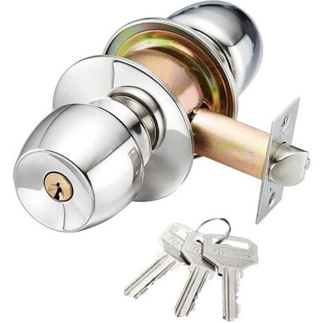 Serrure De Porte À Clé, Serrure Ronde En Acier Inoxydable, Poignée De Porte De Salle De Bain (60 Mm)