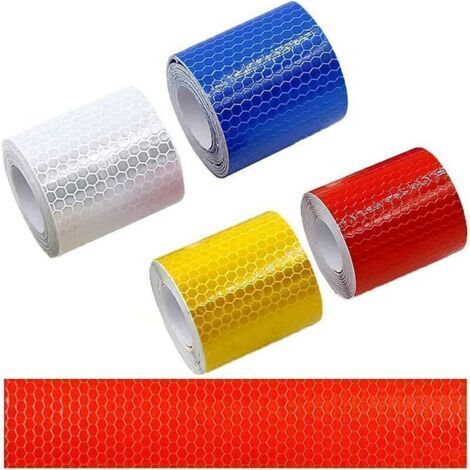Bunthaus 4 Pcs Bande Réfléchissante Auto-adhésives,autocollant Réfléchissant Avertissement Sécurité Réfléchissant Auto-adhésives Avertissement Bande Visibilité Ruban Sécurité Autocollant Bande Visibil