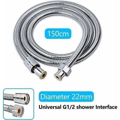 Pair Douche 150cm, Acier Inoxidable Anti-torsion Anti-explosion Anti-fuite Anti-corrosion Tuyau Douche, Avec Connexion Universelle G 1/2