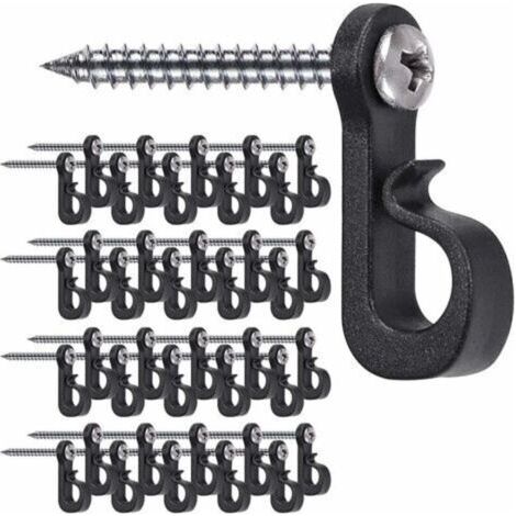 Bunthaus Lot De 40 Crochets De Suspension Pour Lumières De Noël Avec Vis Cruciforme Pour Garage, Nouvel An, Fête En Plein Air, Câble Facile À Démouler Et Lumières Led Féériques, Vis Larges