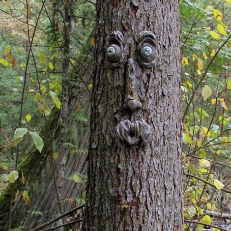 Bunthaus Visage D'Arbre 3d En Forme De Tête D'Arbre De Vieil Homme, Décoration De Jardin Fantaisiste (c)