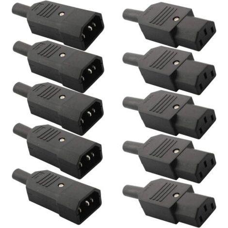 Bunthaus 10pcsmâle Prise Femelle Prise,kettle Plug,ordinateur Imprimante Moniteur Plug,secteur Connecteur Ac 250v 10a(soudable)