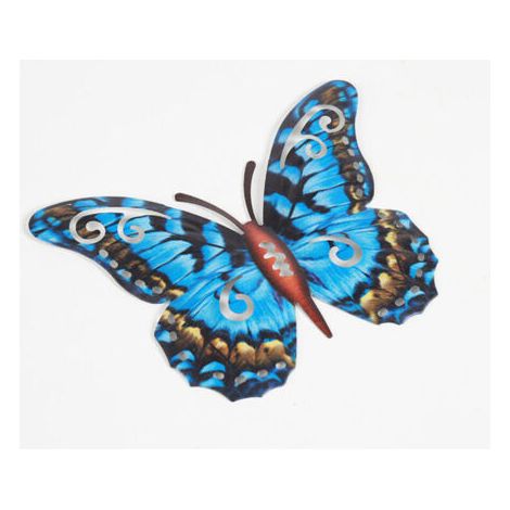 Bunthaus Lot De 2 Décorations Murales En Métal – Papillons Bleus – Pour Intérieur Ou Jardin