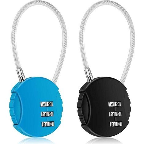 Pair Paquet De 2 Cadenas Étanches À Combinaison 3 Chiffres Pour Casier Sport Clôture Boîte À Outils