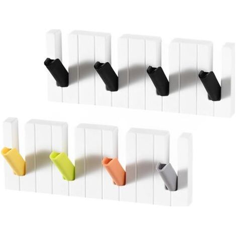 Bunthaus Lntyq 2er Set Selbstklebende Schlüsselhaken Wand, Schlüsselhaken Wandmontage, Ohne Bohren Wandhaken Mit 4 Haken, Schlüsselhaken Für Eingangsbereich, Küche, Büro, Bad, Wohnzimmer
