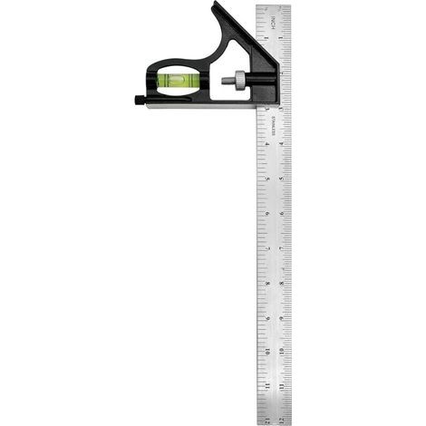 Bunthaus Équerre Combinée De 30,5 Cm, Marquage De 45 À 90 Degrés, Outils De Mesure De Menuiserie, Ensemble D'Équerre Combiné, Règle En Métal, Équerre En T, Équerre En Métal