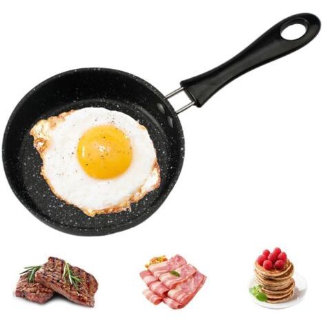 Bunthaus 12 Cm Mini Poêle À Frire Pour Un Œuf, Mini Poêle Induction, Petite Poele Induction Avec Poignée, Petite Poele A Oeuf Antiadhésive, Portable, Pour Œufs, Bacon, Tranches De Jambon, Steak