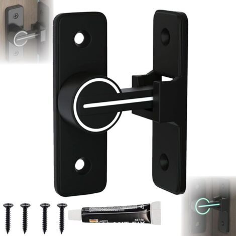 Bunthaus Verrou Serrure De Fermeture Porte Interieure Coulissante De Lumineux, 90° Loquet De Crochet A Porte Bascule, Sans Percage, Verrou Porte Interieure, Pour Porte, Fenêtre