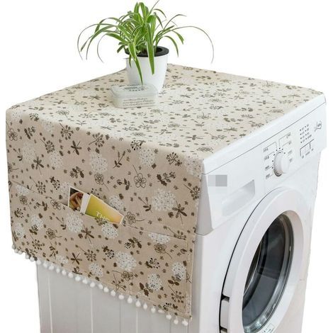 Bunthaus Csparkv 1 Pcs Housse Pour Lave-linge, Housse Pour Réfrigérateur, Housse Pour Lave-linge, 55x130cm Housse Multifonctionnelle Avec Pochette De Rangement Latérale (pissenlit)