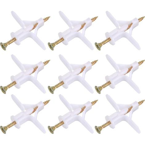 Bunthaus 100 Pièces Fixations Pour Plaques De Plâtre (50 Chevilles, 50 Vis), Chevilles Et Vis Pour Plaques De Plâtre, Ancres Chevilles Et Vis Pour Fixations Murales Creuses Cloisons Sèches