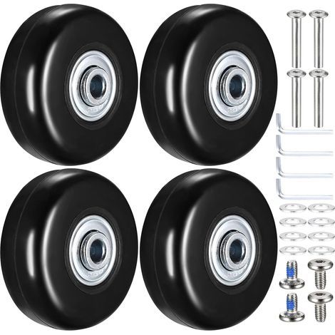 Bunthaus 4 Pcs Roulettes De Valise De Remplacement, Roues De Remplacement Pour Valise, 50x18mm Roues De Bagages De Remplacement, Roues De Chariot De Remplacement En Caoutchouc Pour Valises Et Trolleys