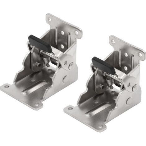 Bunthaus 2pcs Pliant Fermeture À Glissière Support De Support Pliable, Charnières Autobloquantes Charnière Pour Pieds À Rabat De Meuble Pliant Ferrure De Table Pliante Capacité De Charge 80kg